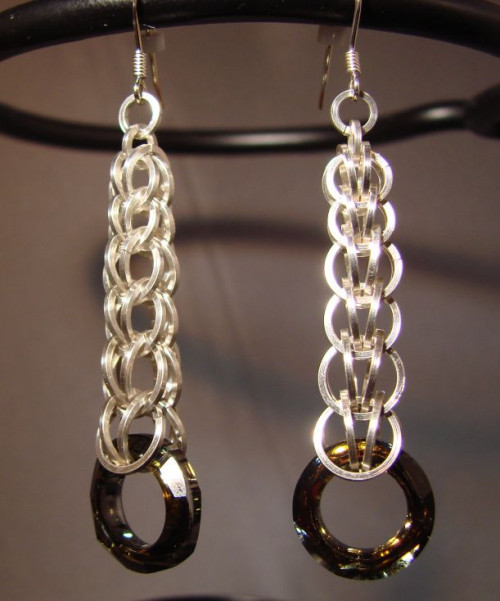 Staggered FP Earrings with Swaroski Ring