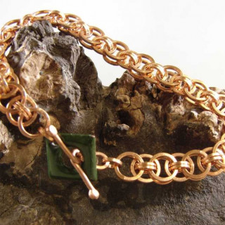 Copper-Helms-Chain-Bracelet-with-Green-Toggle--2